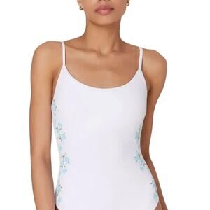 Andie Swim x Fanm Mon No Pads Small White Floral Amalfi Swimsuit 2537